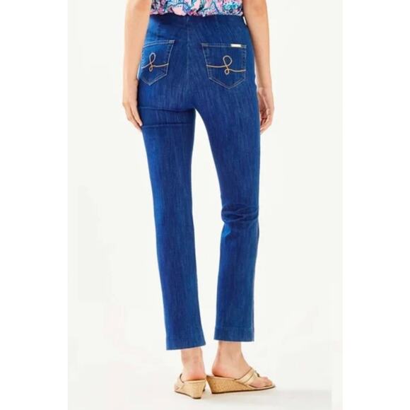 Lilly Pulitzer Ocean Kay High Rise Crop Stretchy Denim Jean Size 6 - Picture 2 of 10
